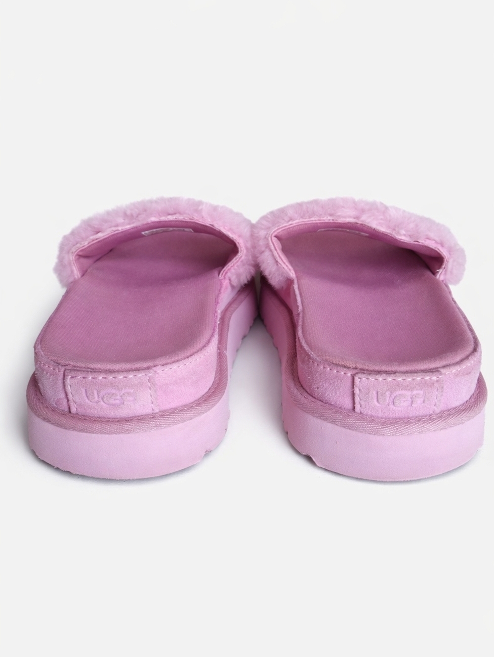 UGG Layton Pink Fluff Logo Slides Slippers Cozy Platform Sandals Size 7 - Picture 8 of 14